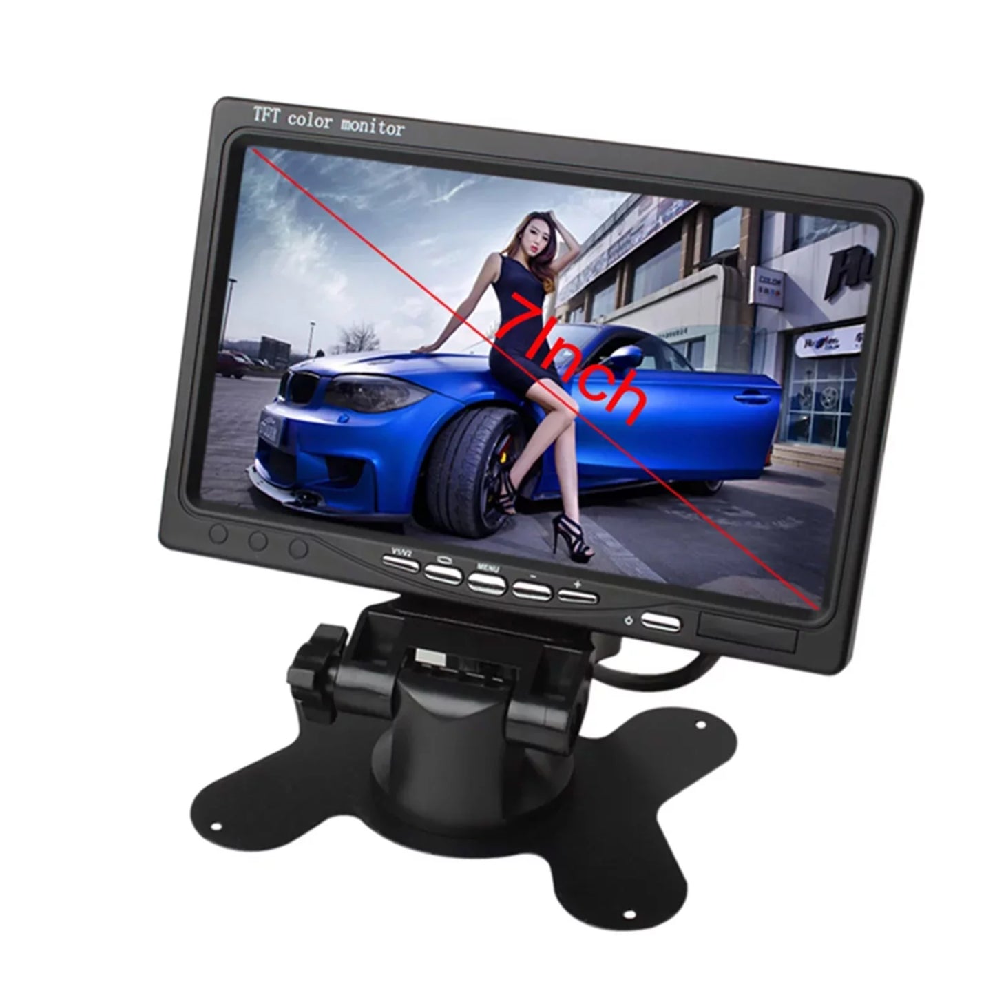 7 Inch HD Monitor Display Screen TFT Car Screen Monitor HD 1024x600 Display AV Input Built-in Speaker For Trucks Bus RV Trailer Reverse Rear View Backup Camera