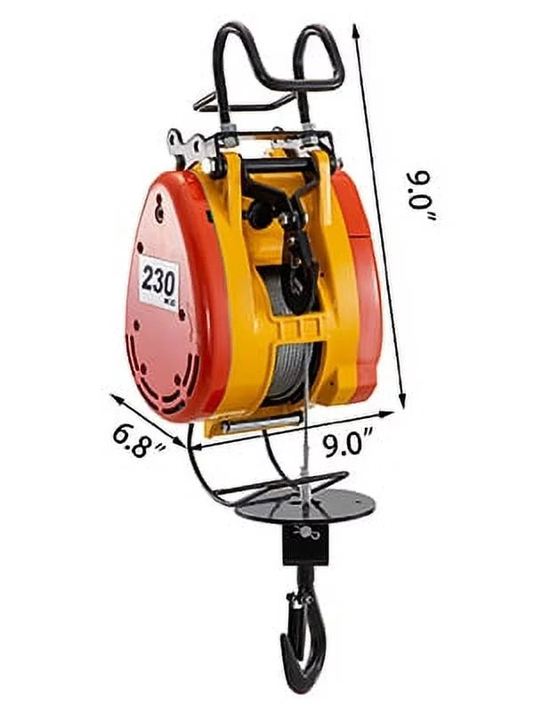 VEVOR Lift Electric Hoist 230kg Capacity Electric Winch 507lbs with 98ft/30m Length Steel Wire Rope Remote Control Crane Overhead Electric Trolley with Pulley System 110 Volts 1 Phase