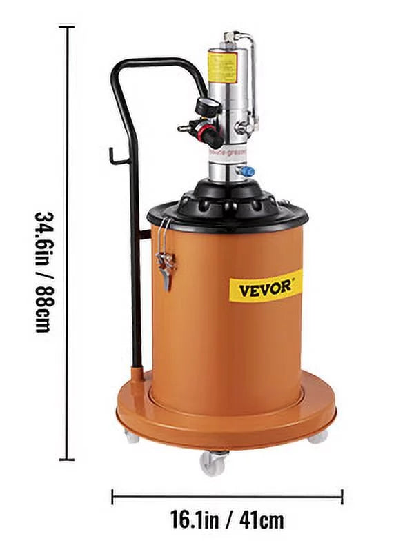 VEVOR 5 Gallon Air Pneumatic Compressed Grease Pump Injector High Pressure Filler