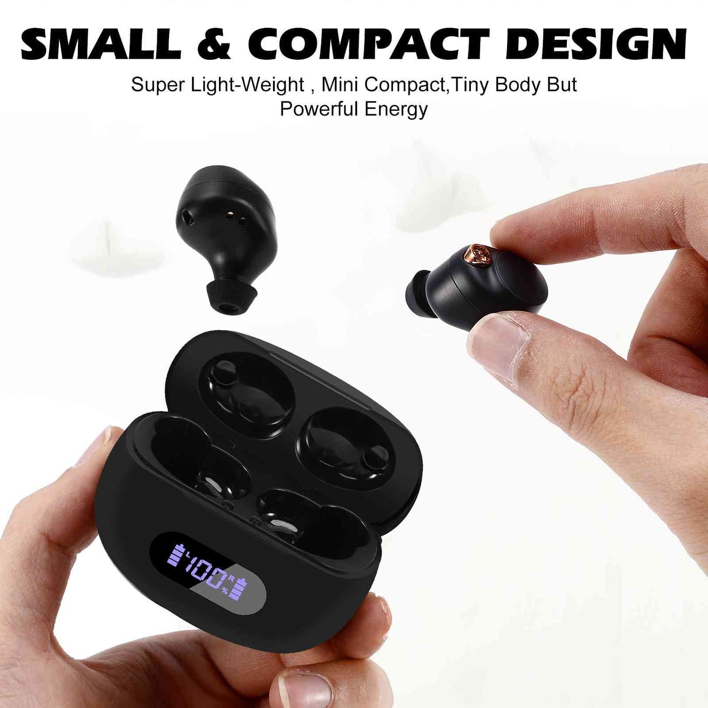 UrbanX True Wireless Bluetooth Earbuds + Charging Case, Black, Dual Connect, IPX5 Water Resistance, Bluetooth 5.2 Connection, Balanced, Bass Boost with OnePlus Ace 2