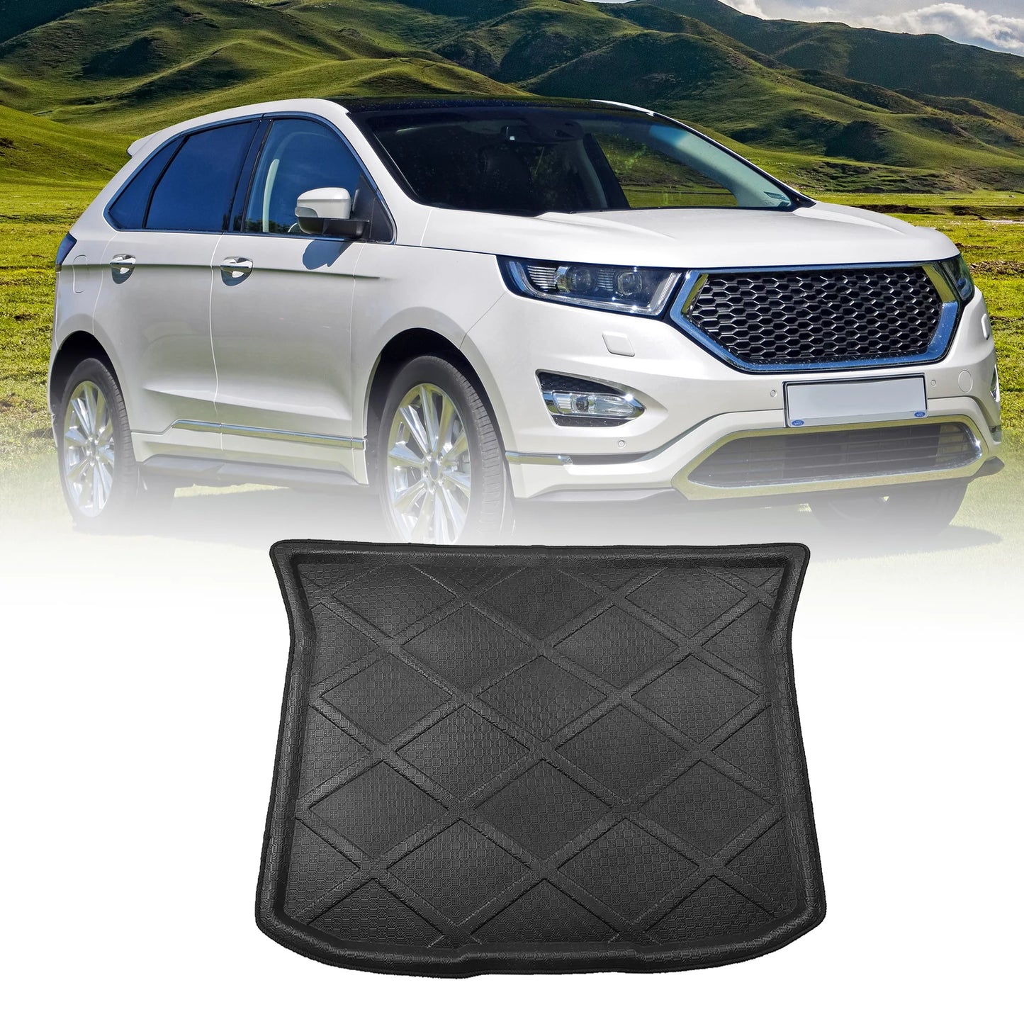 Unique Bargains Black Rear Trunk Tray Boot Liner Cargo Floor Mat Waterproof Ford Edge 2007-2014