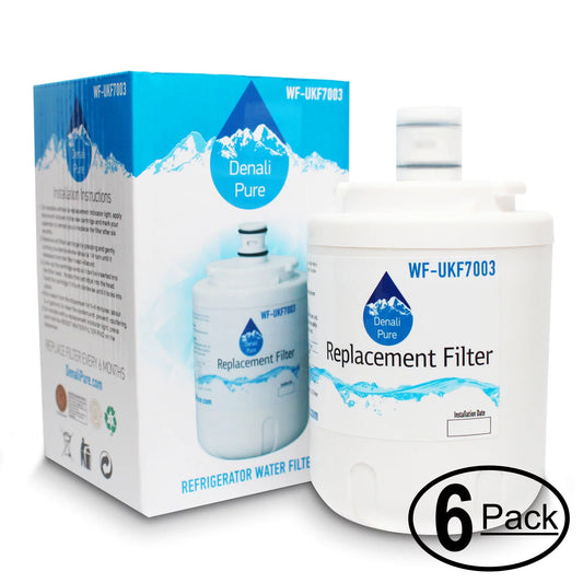 6-Pack Replacement Maytag MZD2768GEQ Refrigerator Water Filter - with Maytag UKF7003 Fridge Water Filter Cartridge - Denali Pure Brand