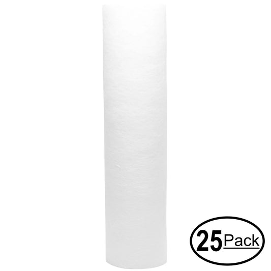 25-Pack Replacement H2O Distributors H2O-UCF-01 Polypropylene Sediment Filter - Universal 10-inch 5-Micron Cartridge H2O Distributors Single Stage Under Sink System - Denali Pure Brand