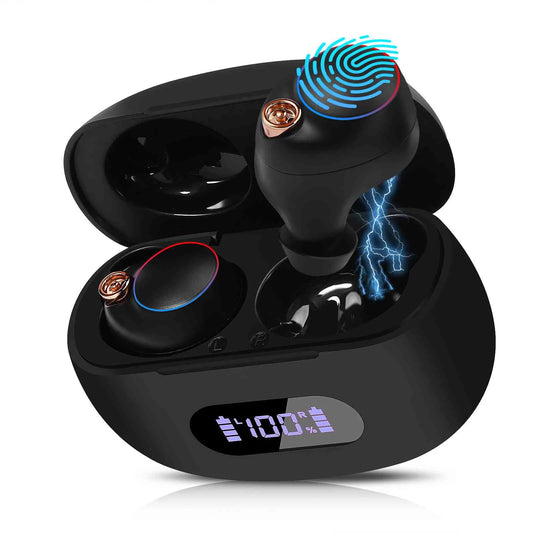 UrbanX True Wireless Bluetooth Earbuds + Charging Case, Black, Dual Connect, IPX5 Water Resistance, Bluetooth 5.2 Connection, Balanced, Bass Boost with Lenovo Tab P11 Plus