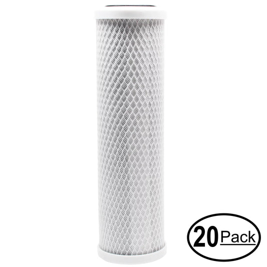 20-Pack Replacement H2O Distributors H2O-RUS-300-I Activated Carbon Block Filter - Universal 10 inch Filter H2O Distributors Under Sink Filter - Denali Pure Brand