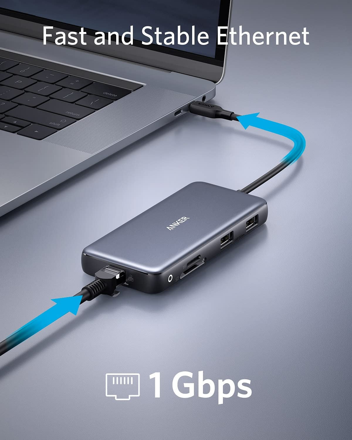 Anker 8-in-1 USB C Hub Adapter with 100W Power Delivery,4K 60Hz HDMI,Ethernet Port,SD Card Reader