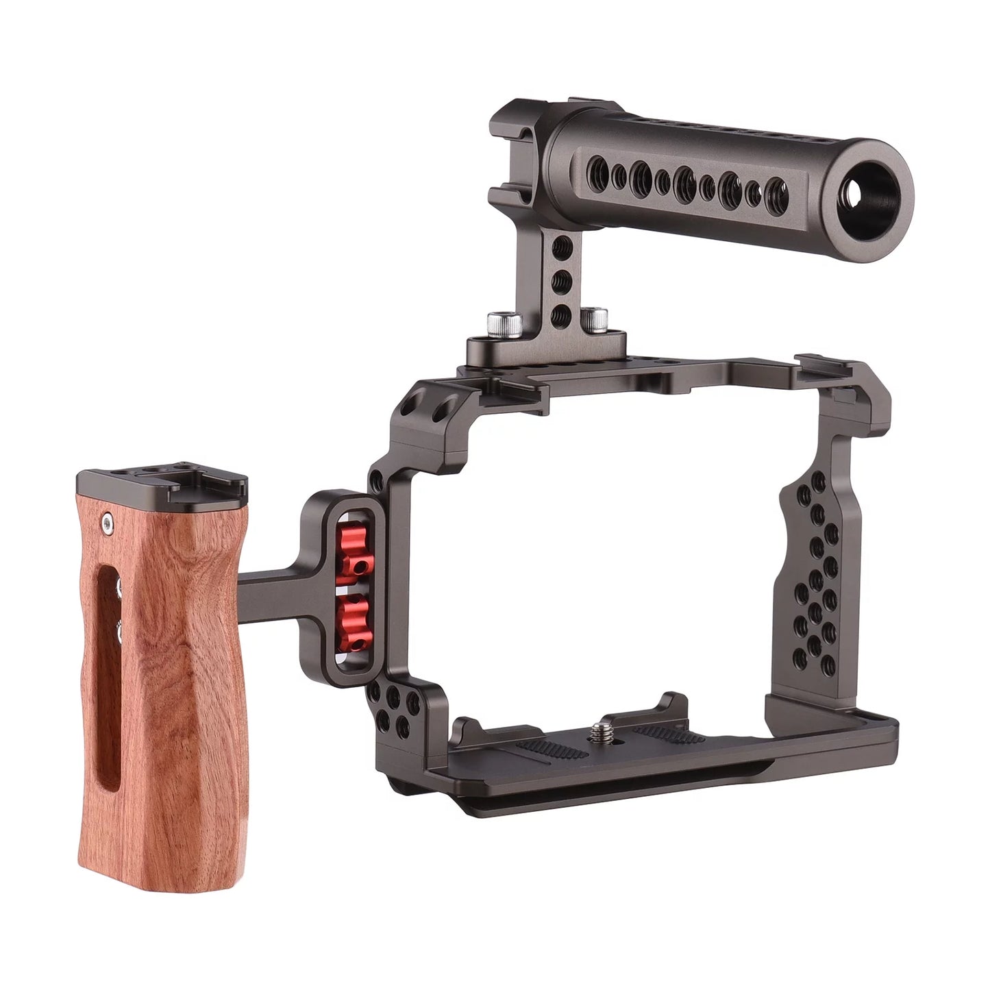 Walmeck Andoer Aluminum Alloy Cage Kit with Video Rig Handle Wooden Grip Replacement Sony A7R III/ A7 II/ A7III