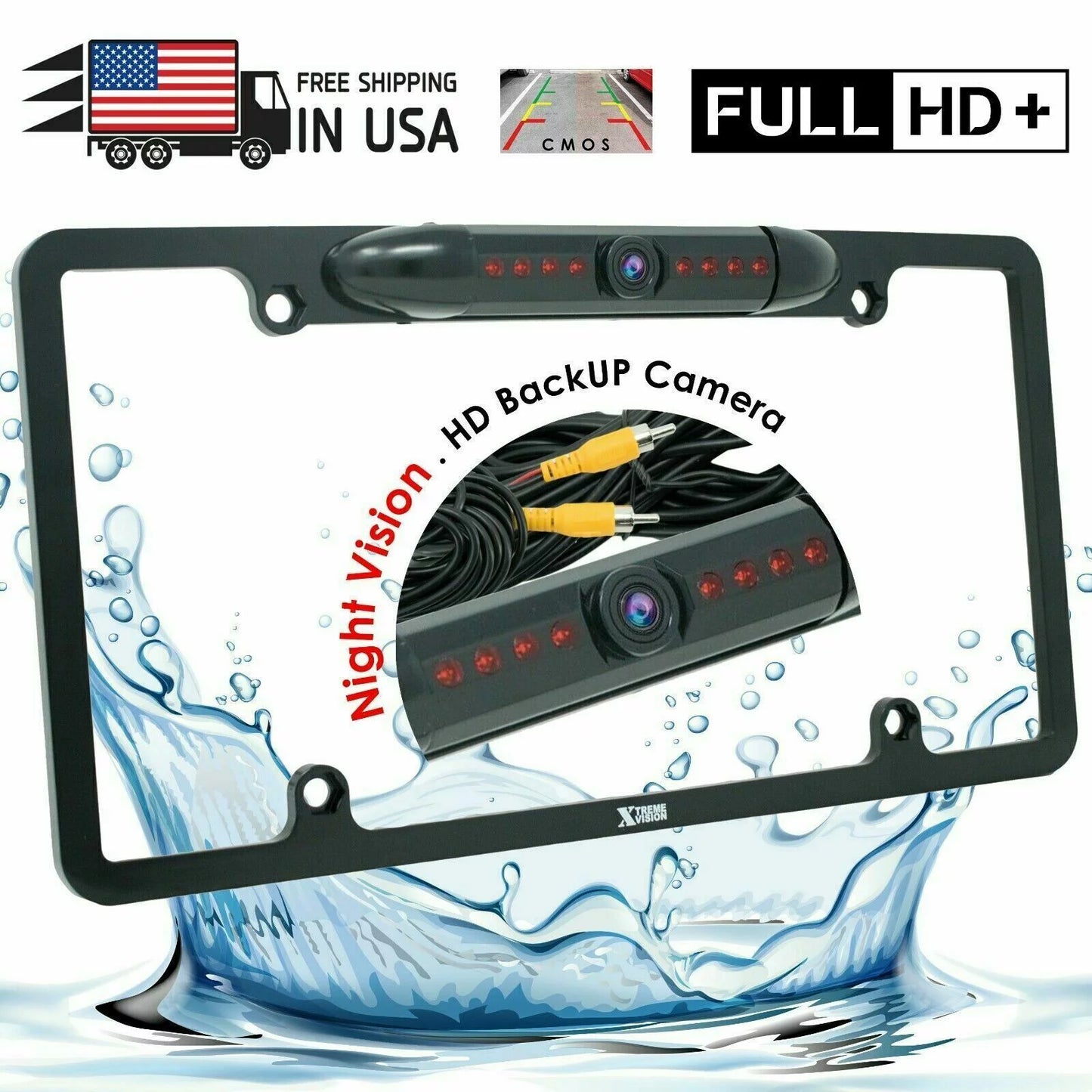 6x Wide Angle Rear View Backup Waterproof Night Vision HD License Plate Camera Bundle