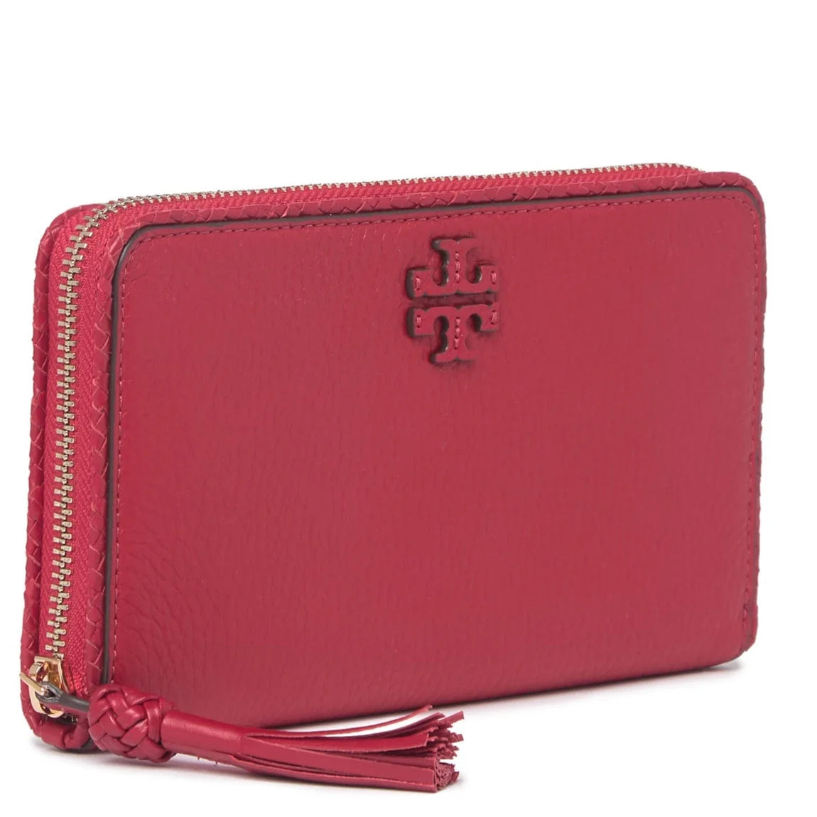 Tory Burch Taylor Pebbled Leather Zip Around Continental Wallet (Kir Royale)