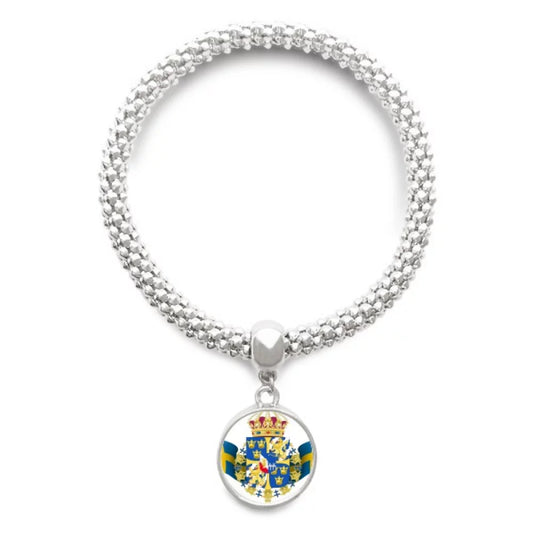 Sweden National Emblem Country Symbol Sliver Bracelet Pendant Jewelry Chain Adjustable Bangle