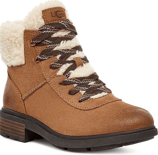 UGG Women's Harrison Cozy Lace-Up Waterproof Fashion Boot - Chestnut - Size 6