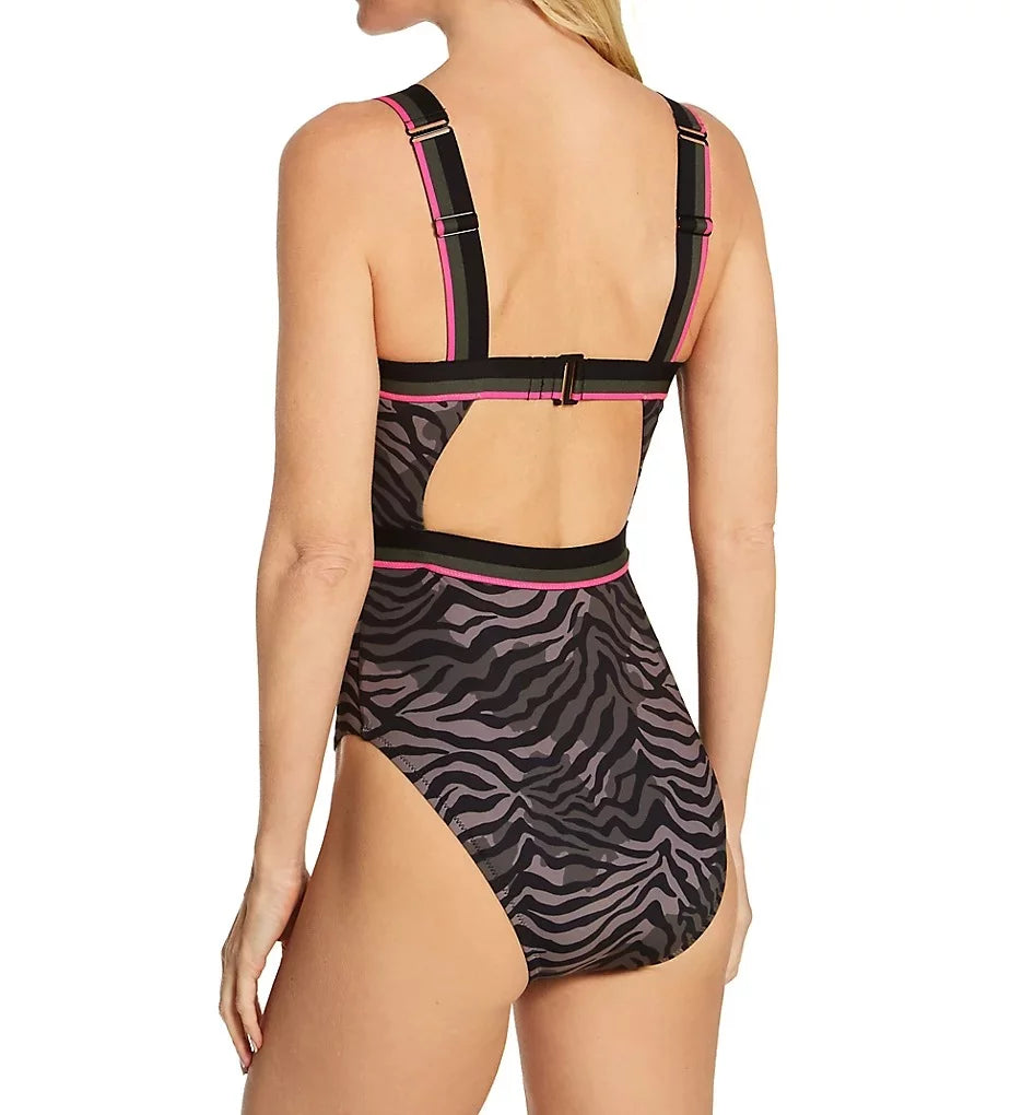 Women's Sanctuary HK21207 Here Kitty Kitty Cutout Mio One Piece Swimsuit (Black L)