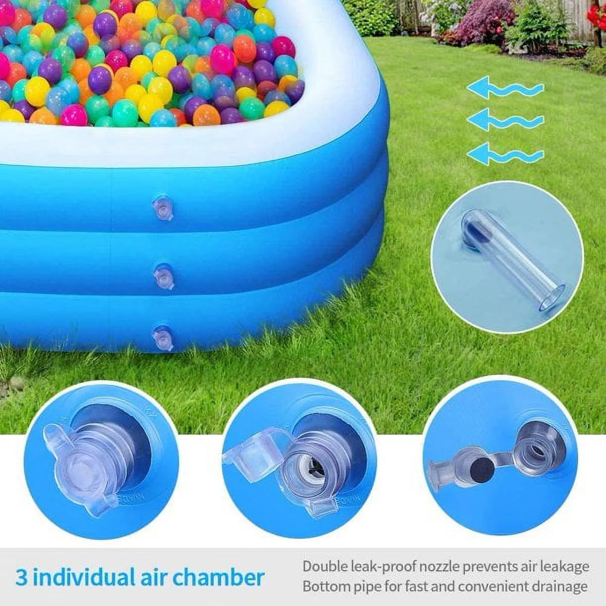 SUGIFT Inflatable Swimming Pool Kids and Adults Above Ground Pools 120" x 72" x 22"