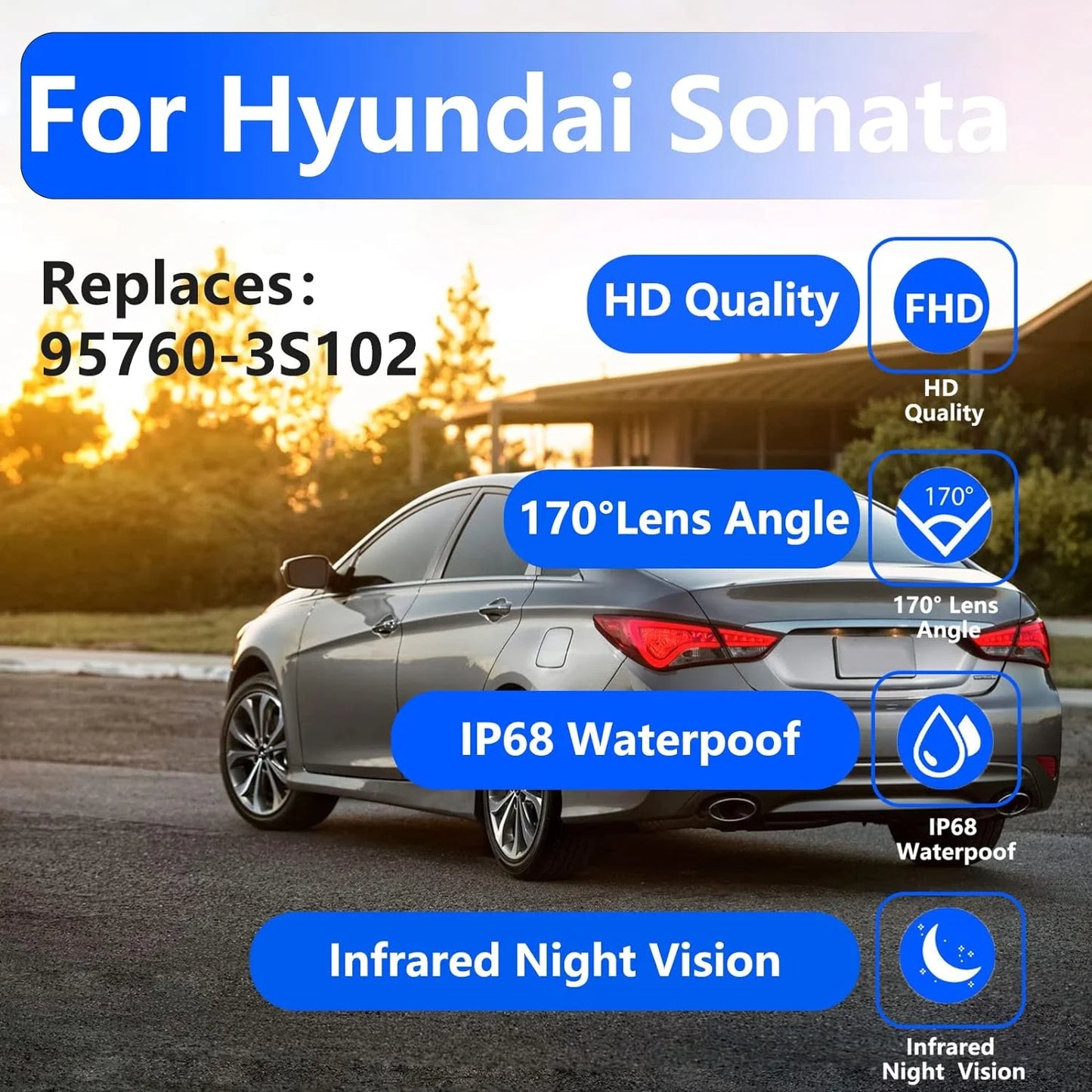 95760-3S102 Rear View Reversing Backup Camera with Hyundai Sonata 2011 2012 2013 2014 Replaces#