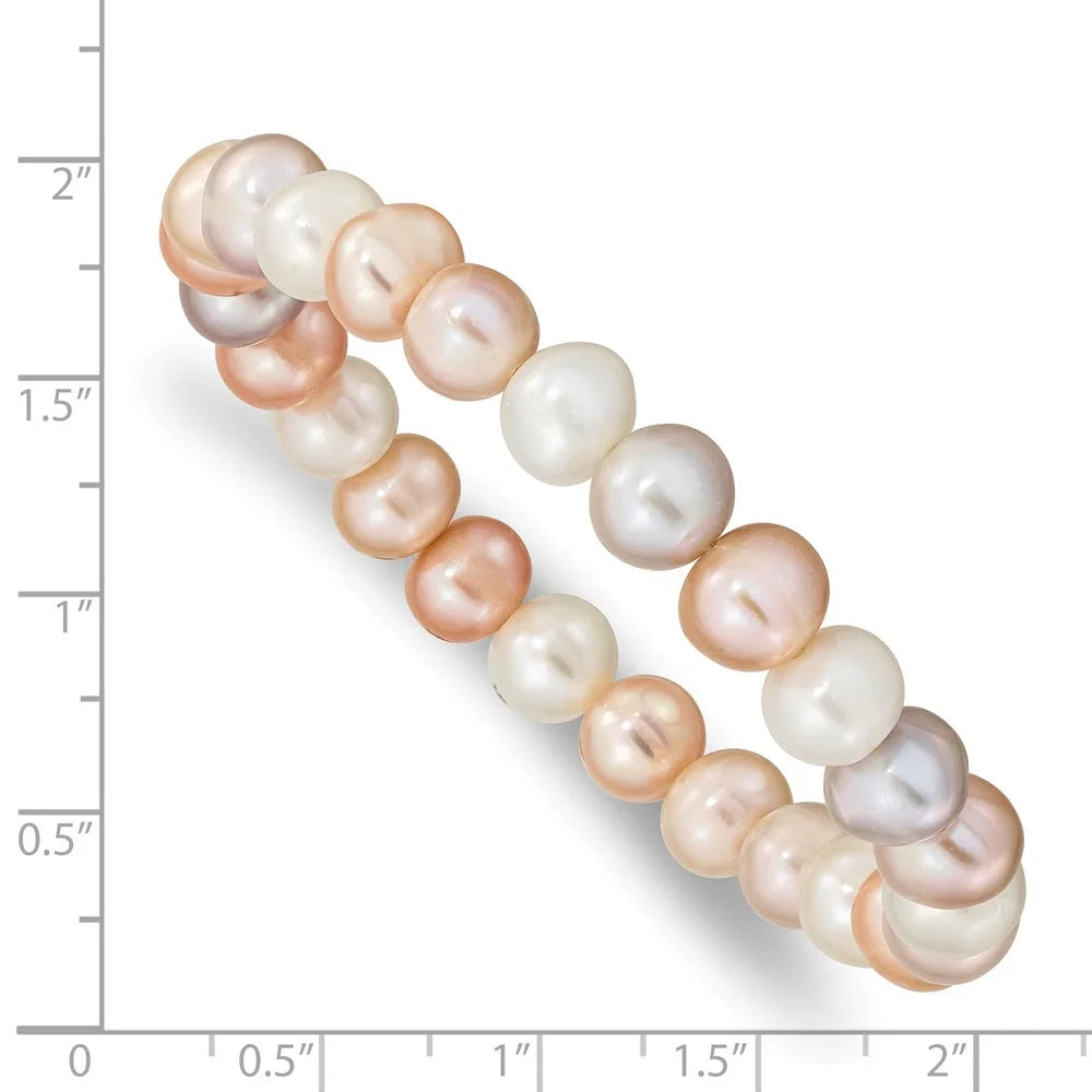 8-9mm FWC Pearl White/Pink/Purple Stretch Bracelet QQH5465