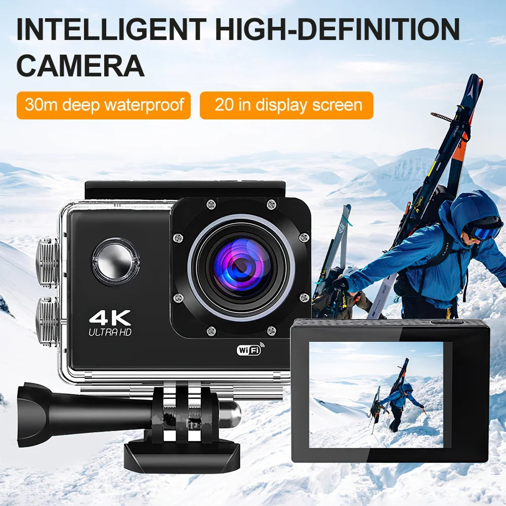 4K Action Camera 170D Underwater Video Recording Helmet Cam Waterproof 2.0-inch Screen WiFi Sports Camera DV Camcorders Recorder