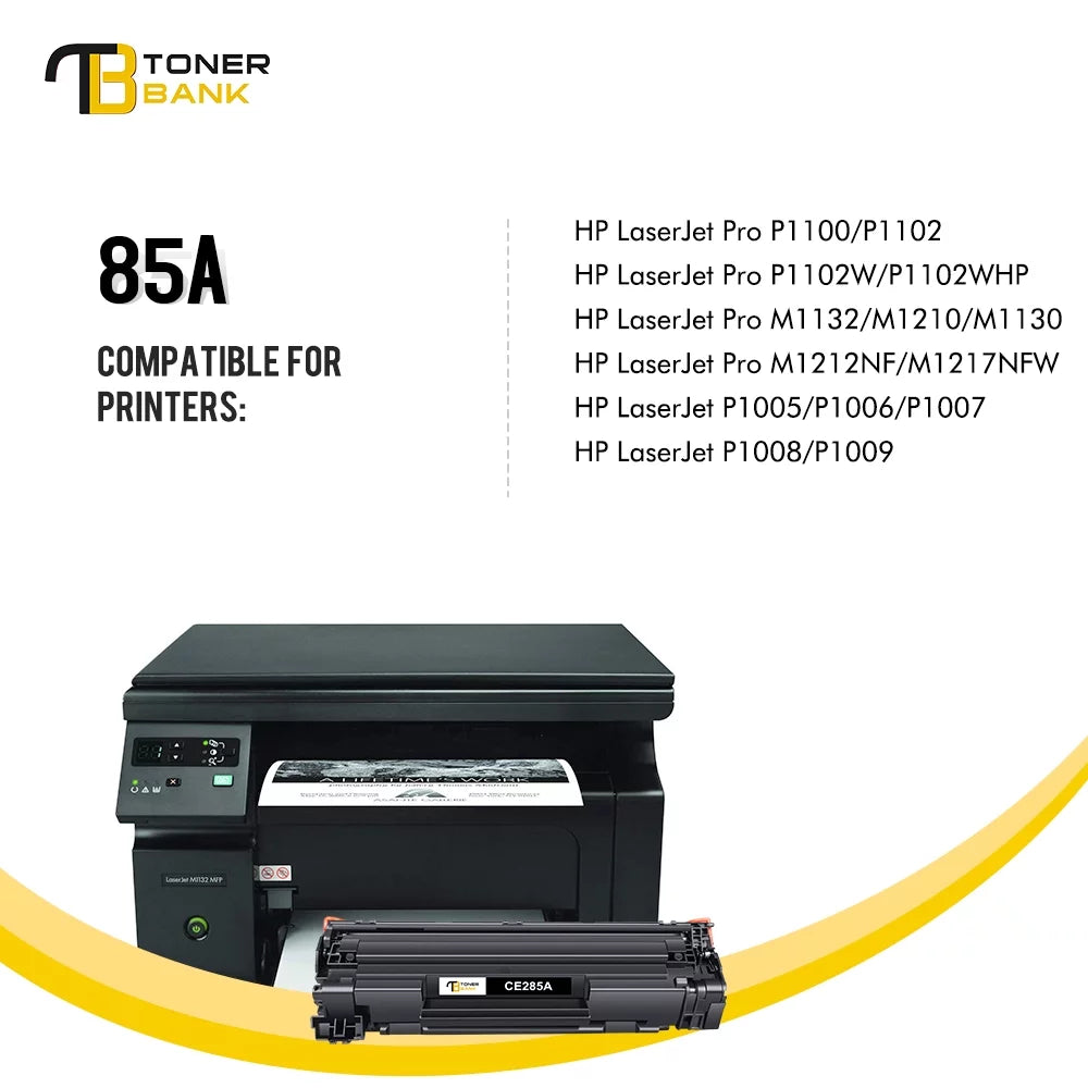 Toner Bank 85A Toner Cartridge HP CE285A 85A LaserJet Pro P1102W Pro M1212NF Pro M1132 M1210 M1130 M1212NF M1217NFW Printer Replacement Toner Ink (Black, 1-Pack)