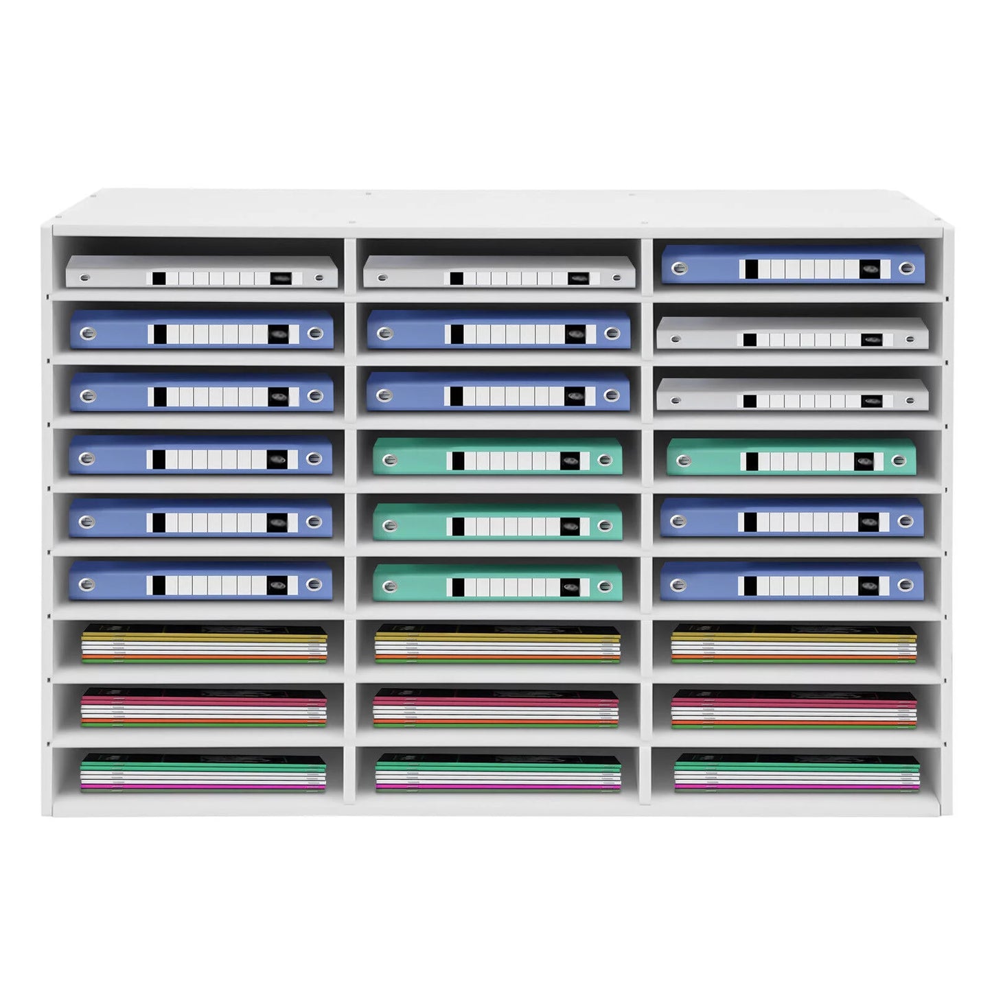 27 Slots Classroom Keepers Literature Storage Rack PVC File Holder White Mailbox