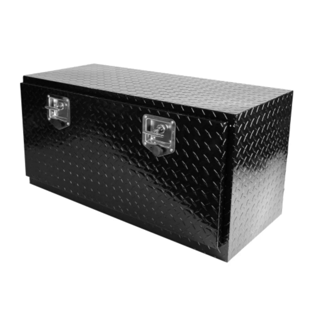 36 inch Heavy Duty Black Aluminum Tread Tool Box Truck Trailer Underbody Storage+Locks With T-Handle Latch Key Black + Aluminum + Square box + 36"(36"×17.1"×17.9")