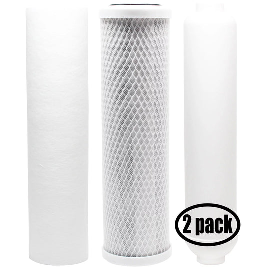 2-Pack Replacement Filter Kit Pentek RO-2550 RO System - Includes Carbon Block Filter, PP Sediment Filter & Inline Filter Cartridge - Denali Pure Brand