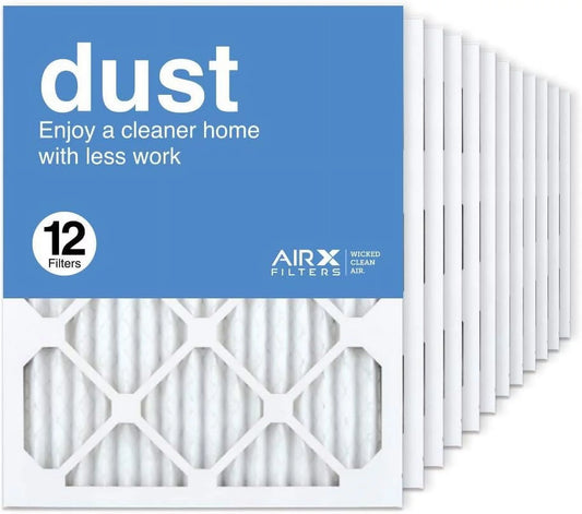 16X20x1 Air Filter MERV 8 Pleated HV Furne Air Filter, Dust 12-Pk, Made In The