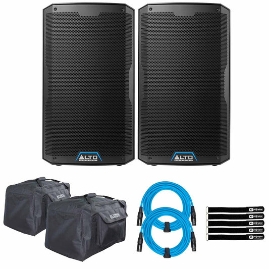 Alto Professional TS412 2500W 12" 2-Way Powered Loudspeakers with Universal Carry Tote Bags Duo Package