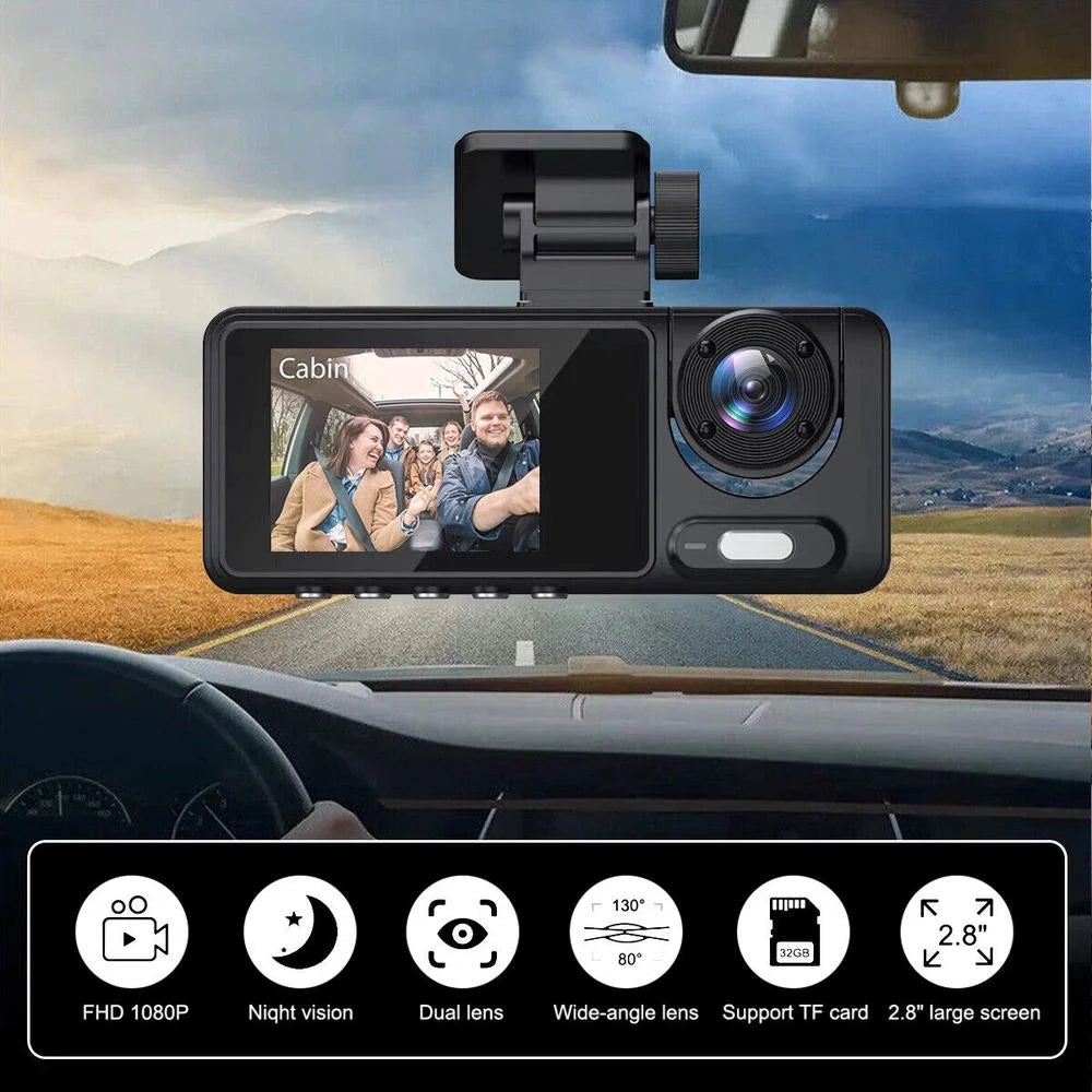 1080P HD Car Dash Cam Camcorder Night Vision DVR Front & Inside Recorder Camera