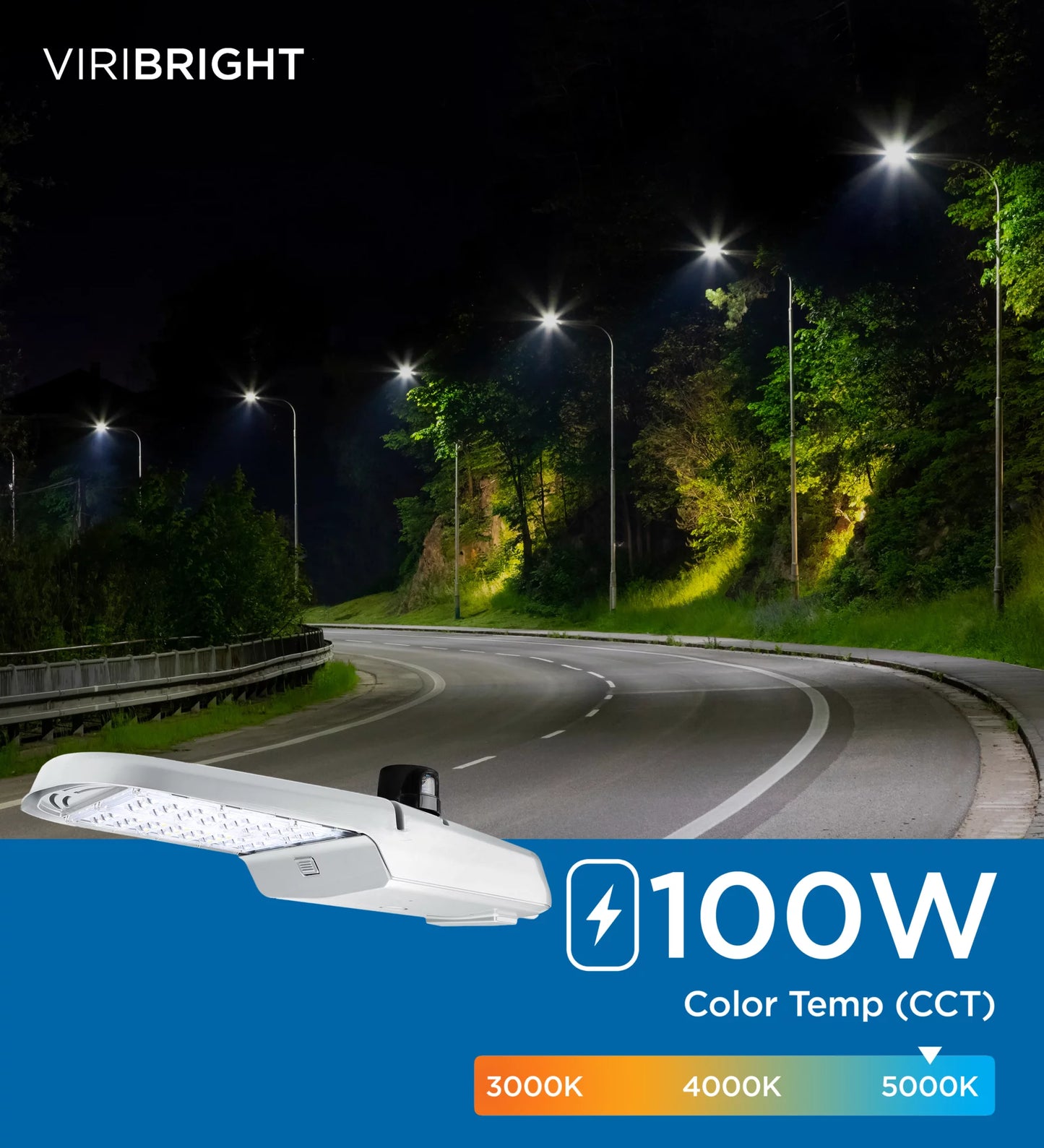 Viribright 100W LED Roadway Light / 13,800 Lumens / 5000K