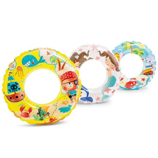 24 in. Inflatable Swim Rings, Assorted Print - Case of 36