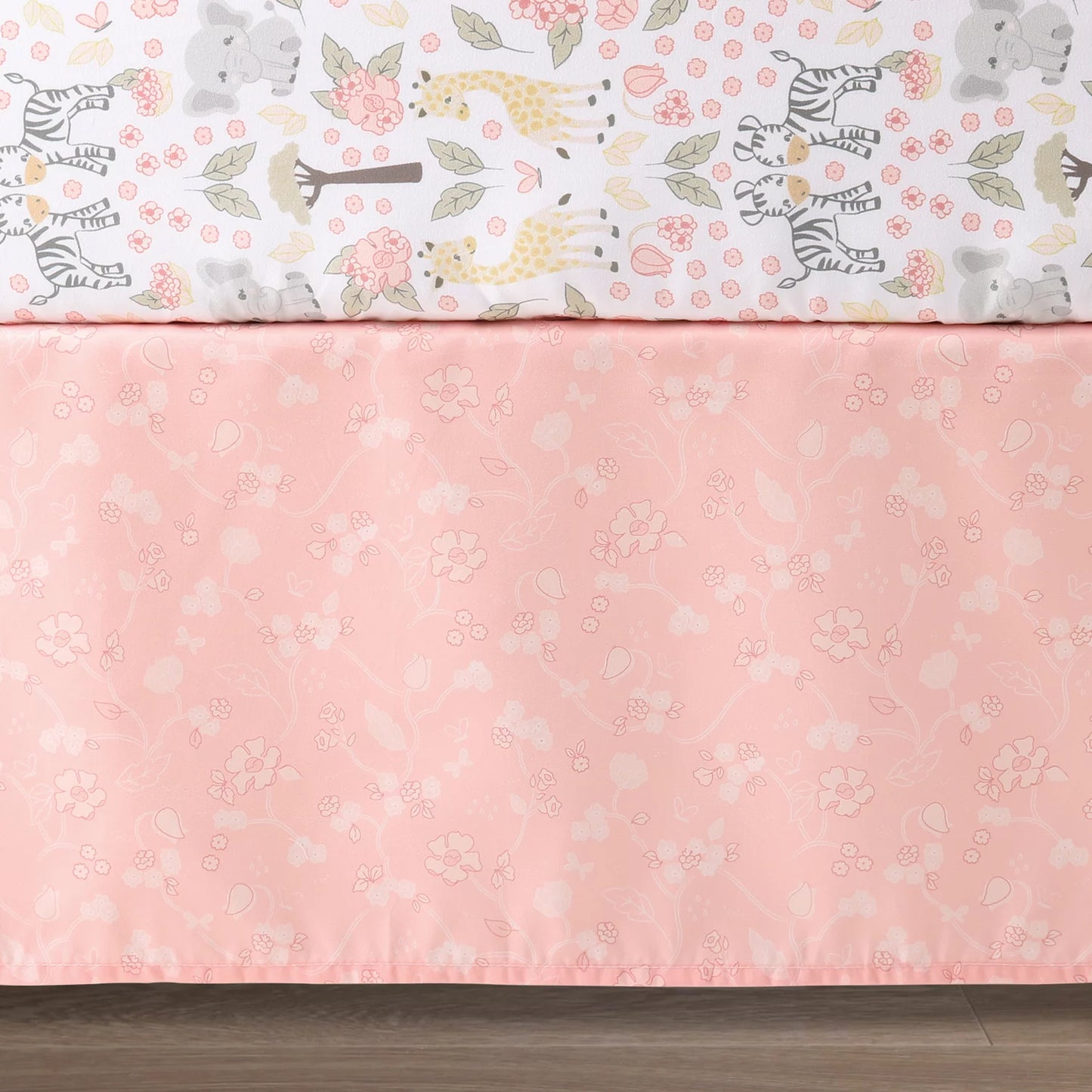 The Peanutshell Pink and Grey Wildest Dreams Crib Bedding Set Baby Girls, 3 Piece Nursery Set