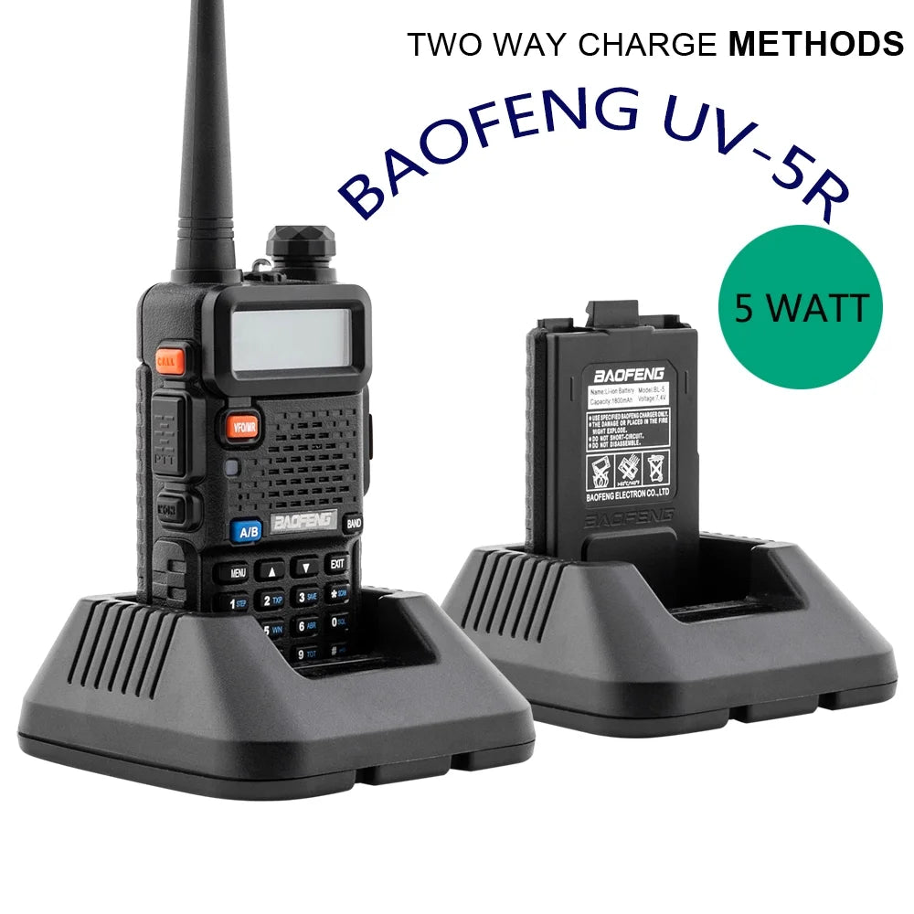 UBesGoo Baofeng UV-5R Dual Band Radio RF 5W FM Ham two Way Radio 1800 mAh Walkie Talkie