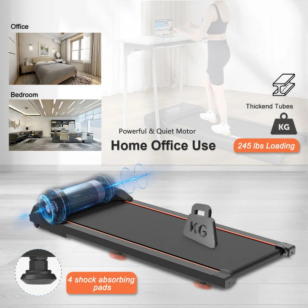 Walking Pad Under Desk Treadmill, LED Display and Remote Control Portable Treadmill Home and Office, 2.5HP 265LBS