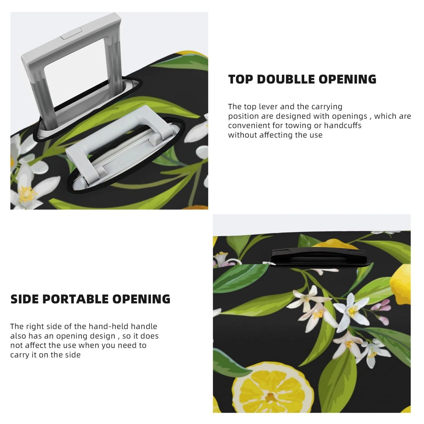 Adobk Lemon Fruits Flowers Leaves Luggage Protector Suitcase Wrap Stretch Suitcase Shield Washable Luggage Coating For Suitcase For Women And Men, Travel Accessories-Small