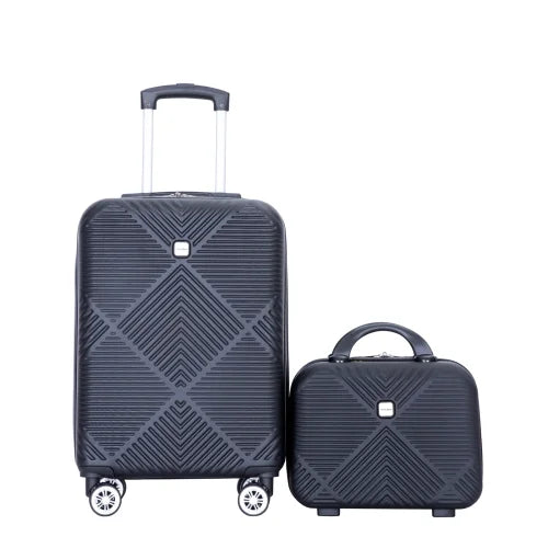 Zateety 2Piece Luggage Sets ABS Lightweight Suitcase , Spinner Wheels, BLACK