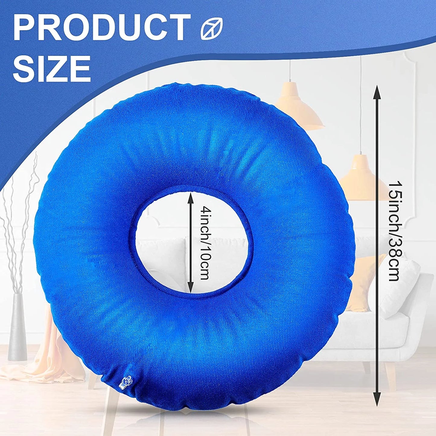 Zonon 2 Pieces Inflatable Donut Cushion Inflatable Ring Cushion Seat 15 Inch Round Inflatable Cushion Portable Donut Cushion Pillow Home Office Chair Wheelchair Car, 2 Colors (Blue, Red)