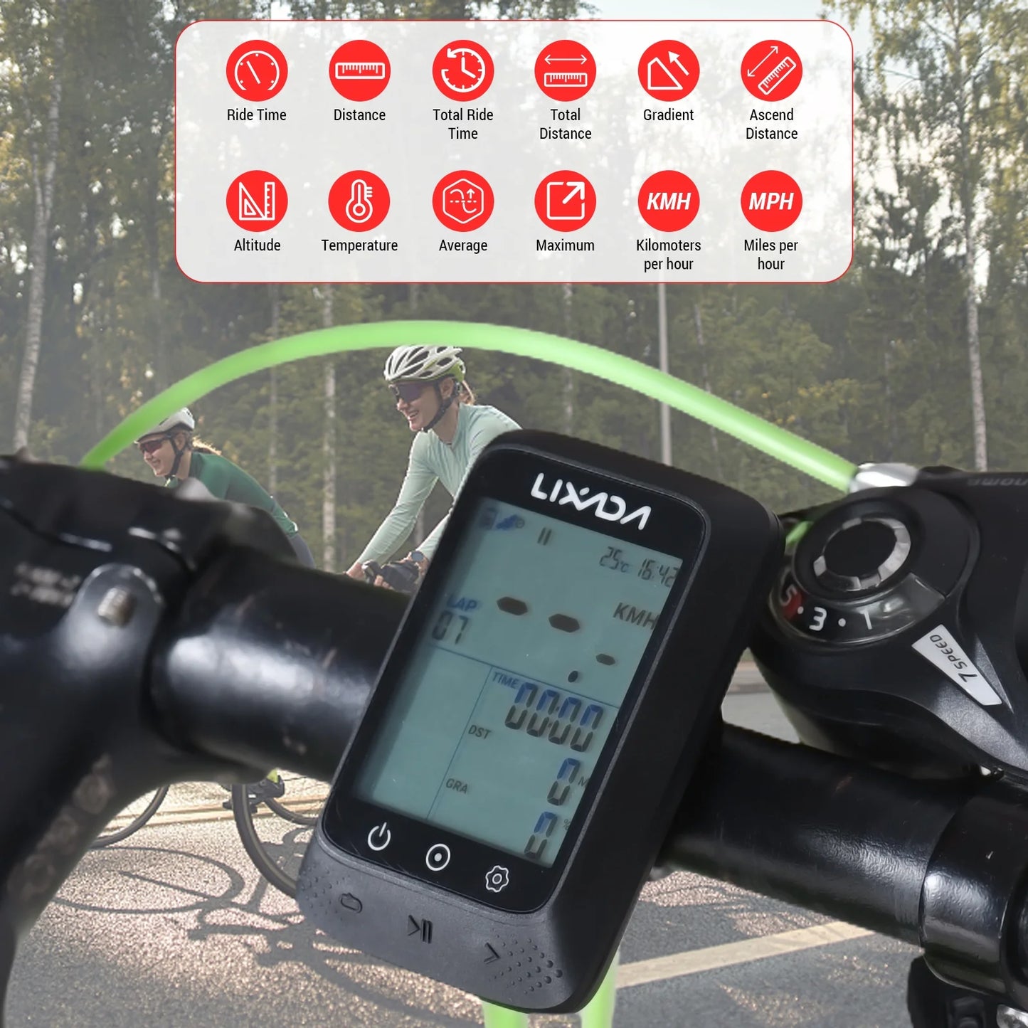 Aibecy Bike Computer with GPS Wireless Waterproof ANT+ Sensor and BT Connectivity, 2.3in Altitude Gradient, Strava APP Support