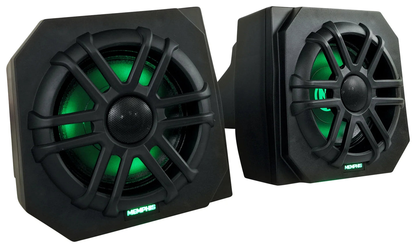 2) Memphis RNGR65FE Pods+LED Tower Speakers+Amp For 2013-17 Polaris Ranger XP900