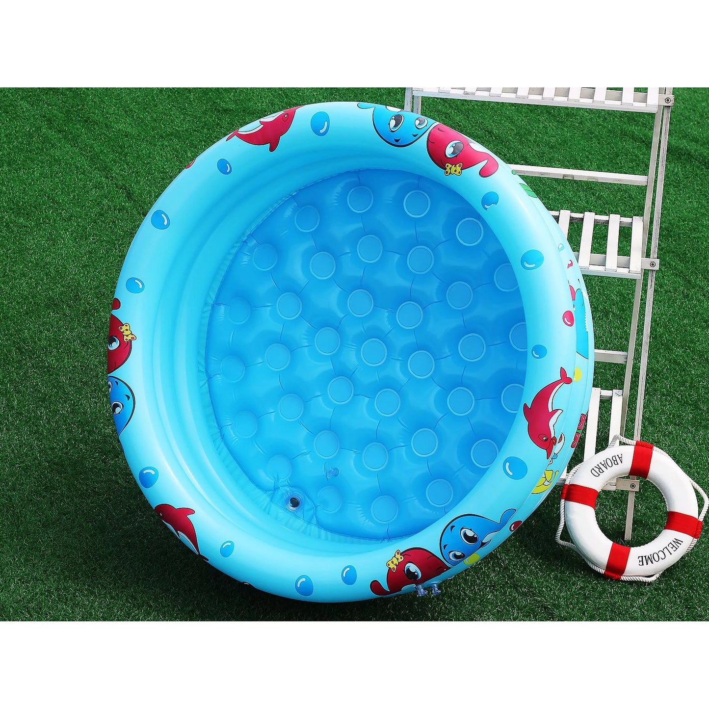 59" Inflatable Baby Swimming Pool,Round Portable Child Little Pump Pool,Kiddie Paddling Pool Indoor&Outdoor Toddler Water Game Play Center Kids/Girl/Boy,Summer Saving