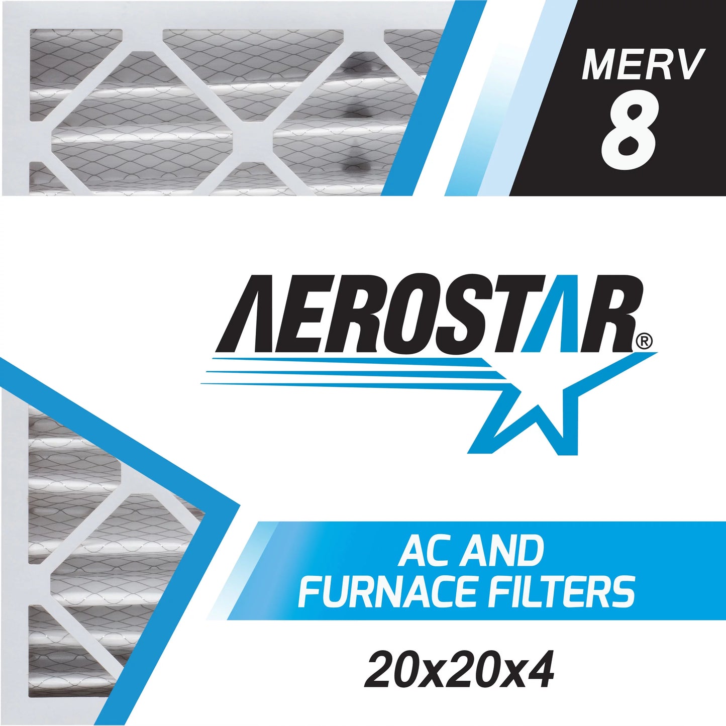 Aerostar 20x20x4 MERV 8, Pleated Air Filter, 20 x 20 x 4, Box of 6, Made in the USA