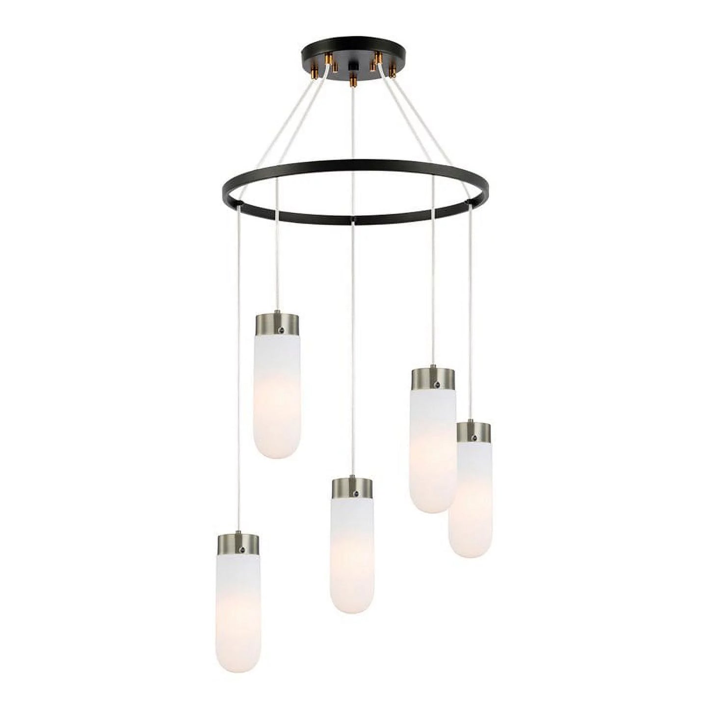 Woodbridge Lighting Tanner 25" 5-Light LED Opal Bullet Chandelier in Bronze