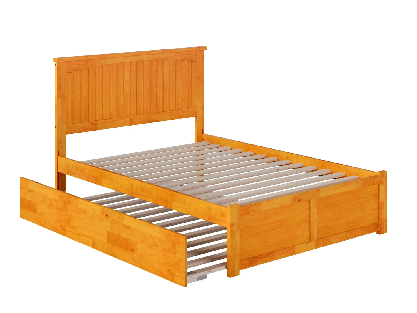 AFI Nantucket Full Size Platm Bed with Panel Footboard and Full Size Trundle in Caramel Latte