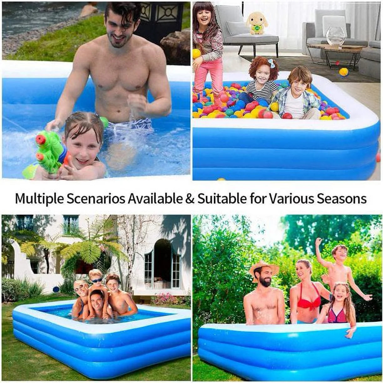 SUGIFT Inflatable Swimming Pool Kids and Adults Above Ground Pools 120" x 72" x 22"