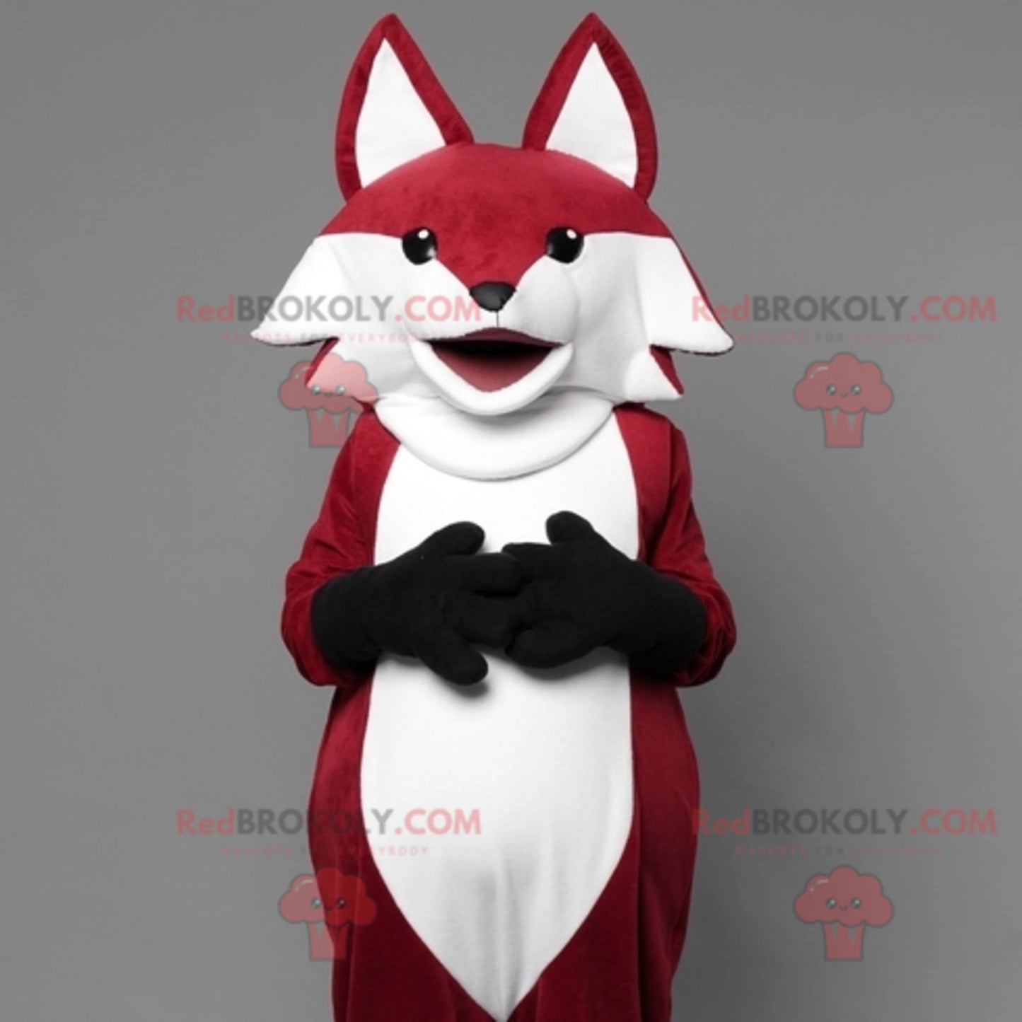 Very realistic red and white fox mascot