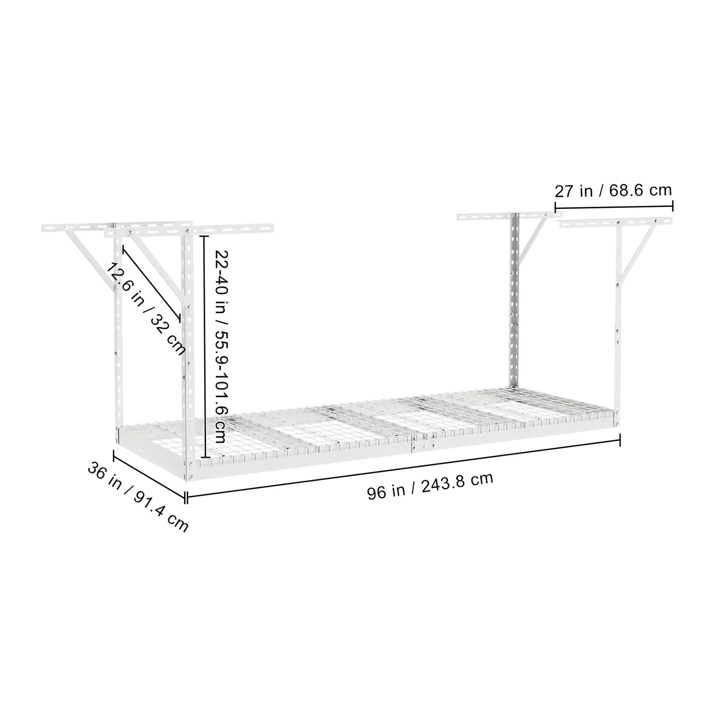 VEVOR Overhead Adjustable Garage Storage Rack 36x96in Ceiling Rack 600lbs White