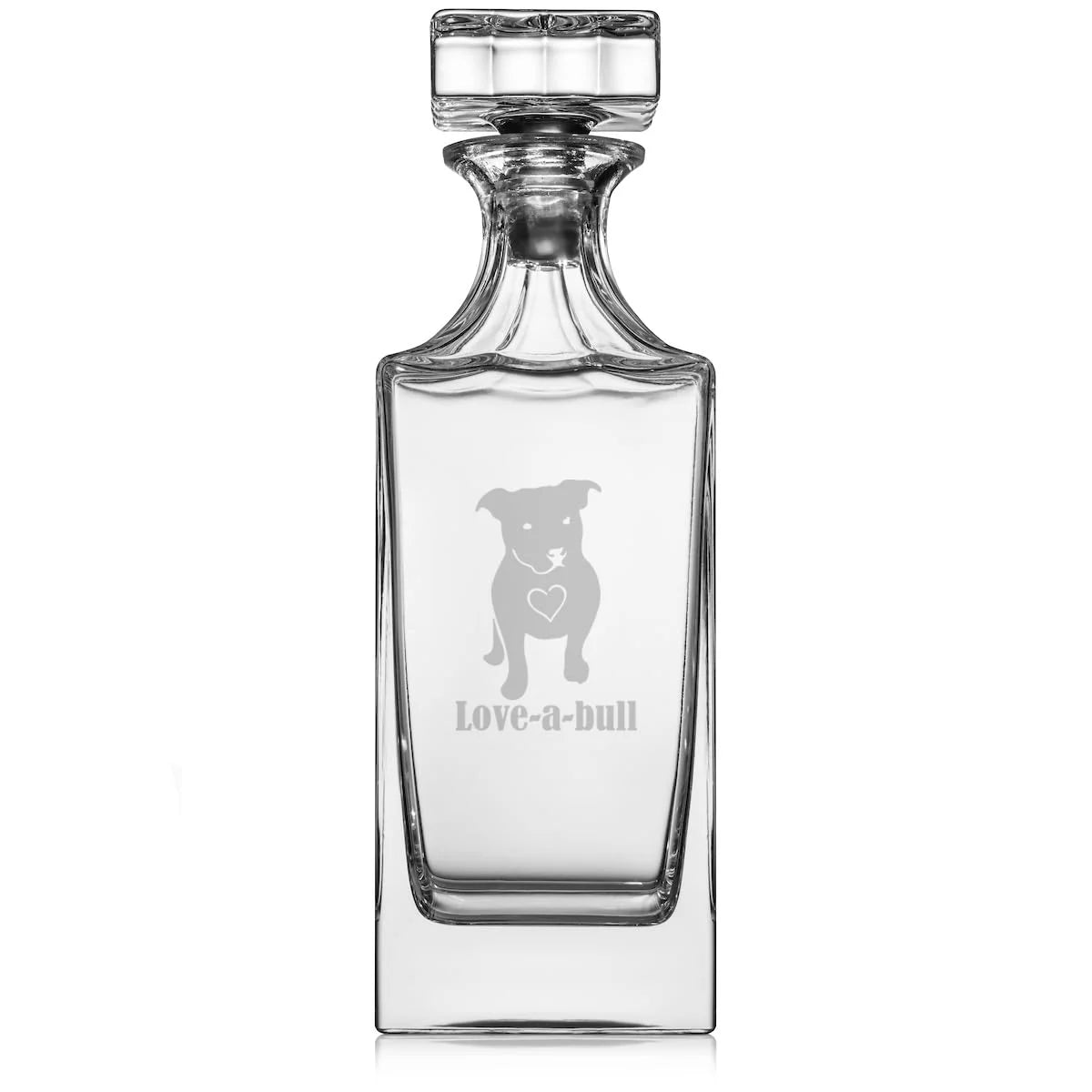 30 oz Glass Whiskey Decanter with Glass Stopper Gift Love-A-Bull Pitbull Love