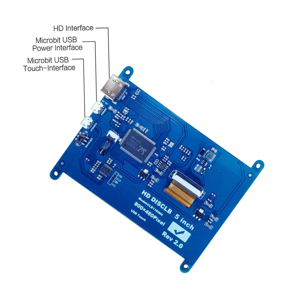 Tomshoo 5 Inch Capacitive Touchscreen Display 800*480 Resolution Small Portable with USB Interface with Raspberry Pi Tool