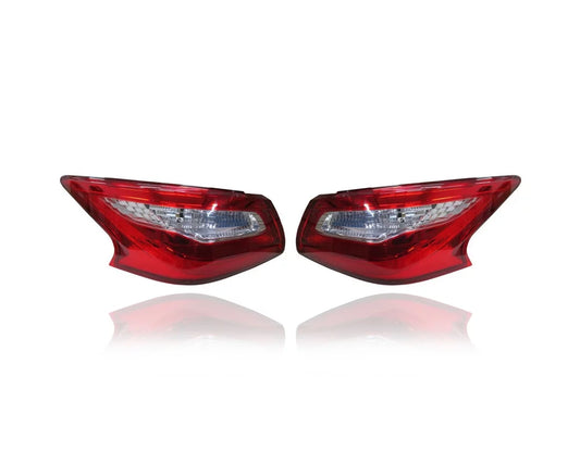 Tail Light Assembly - /Replacement '18-18 Nissan Altima Sedan S/SV/SL - Outer On Body, Standard Red Lens - Pair, Left Driver + Right Passenger Set - 265509HU0A, 265559HU0A CAPA