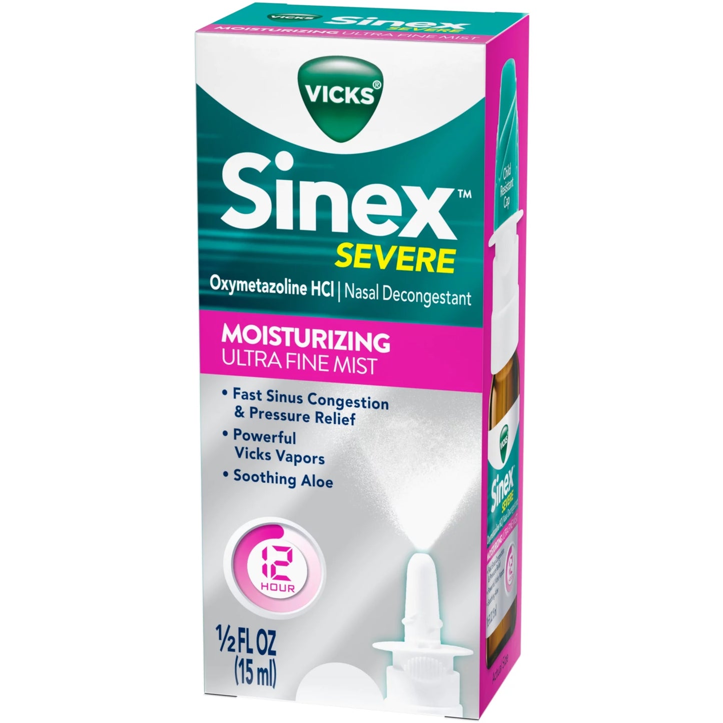 3 Pack Vicks Sinex Severe Moisturizing Aloe Ultra Fine Mist, 0.5 Ounces Each