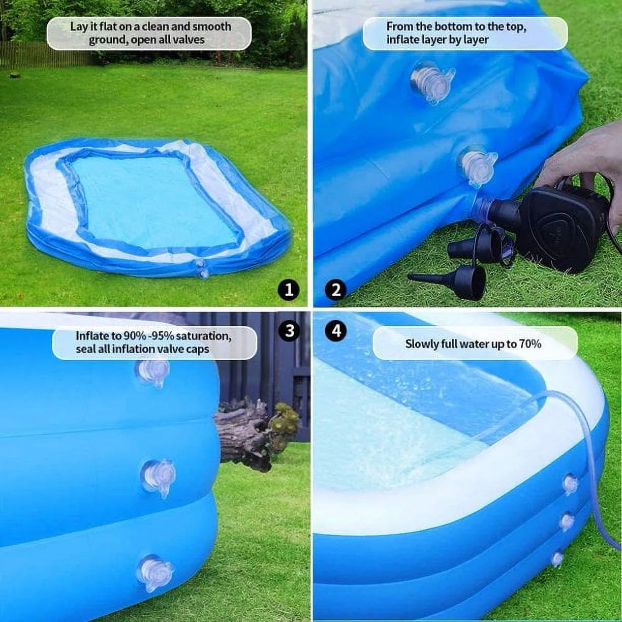 SUGIFT Inflatable Swimming Pool Kids and Adults Above Ground Pools 120" x 72" x 22"