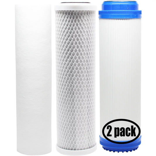 2-Pack Replacement Filter Kit WaterPur CCI-10-CLW RO System - Includes Carbon Block Filter, PP Sediment Filter & GAC Filter - Denali Pure Brand